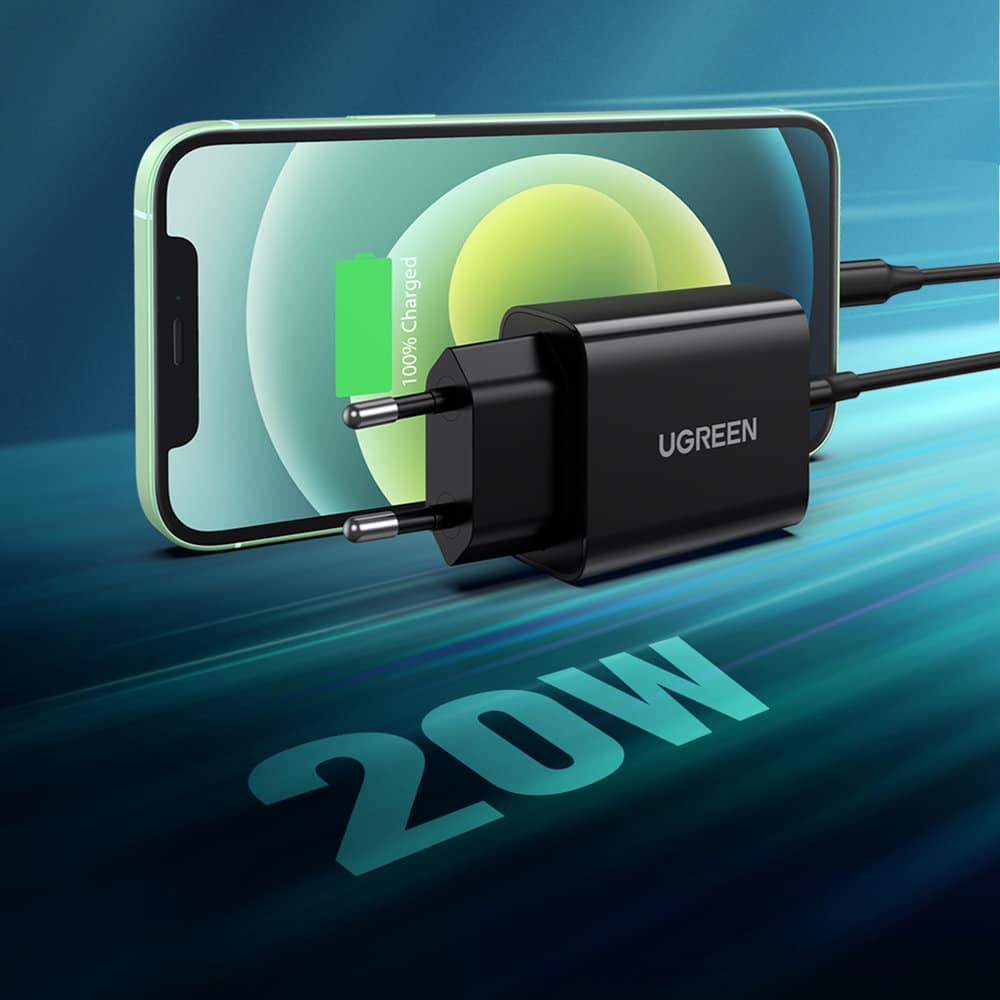 Ugreen USB wall charger Type C 20W Power Delivery Μαύρο (10191) - Image 2