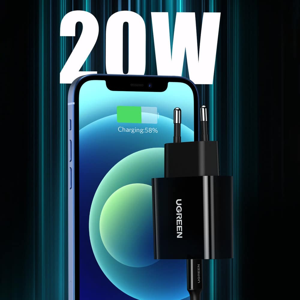 Ugreen USB wall charger Type C 20W Power Delivery Μαύρο (10191) - Image 6