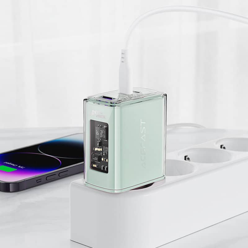 Acefast charger GaN 65W 3 ports (1xUSB, 2xUSB C) Μώβ (A45) - Image 10