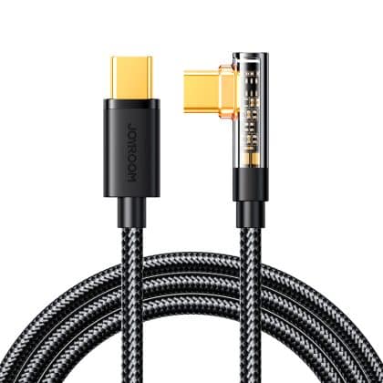 Joyroom USB C cable angled - USB C for fast charging and data transfer 100W 1.2 m Μαύρο (S-CC100A6)