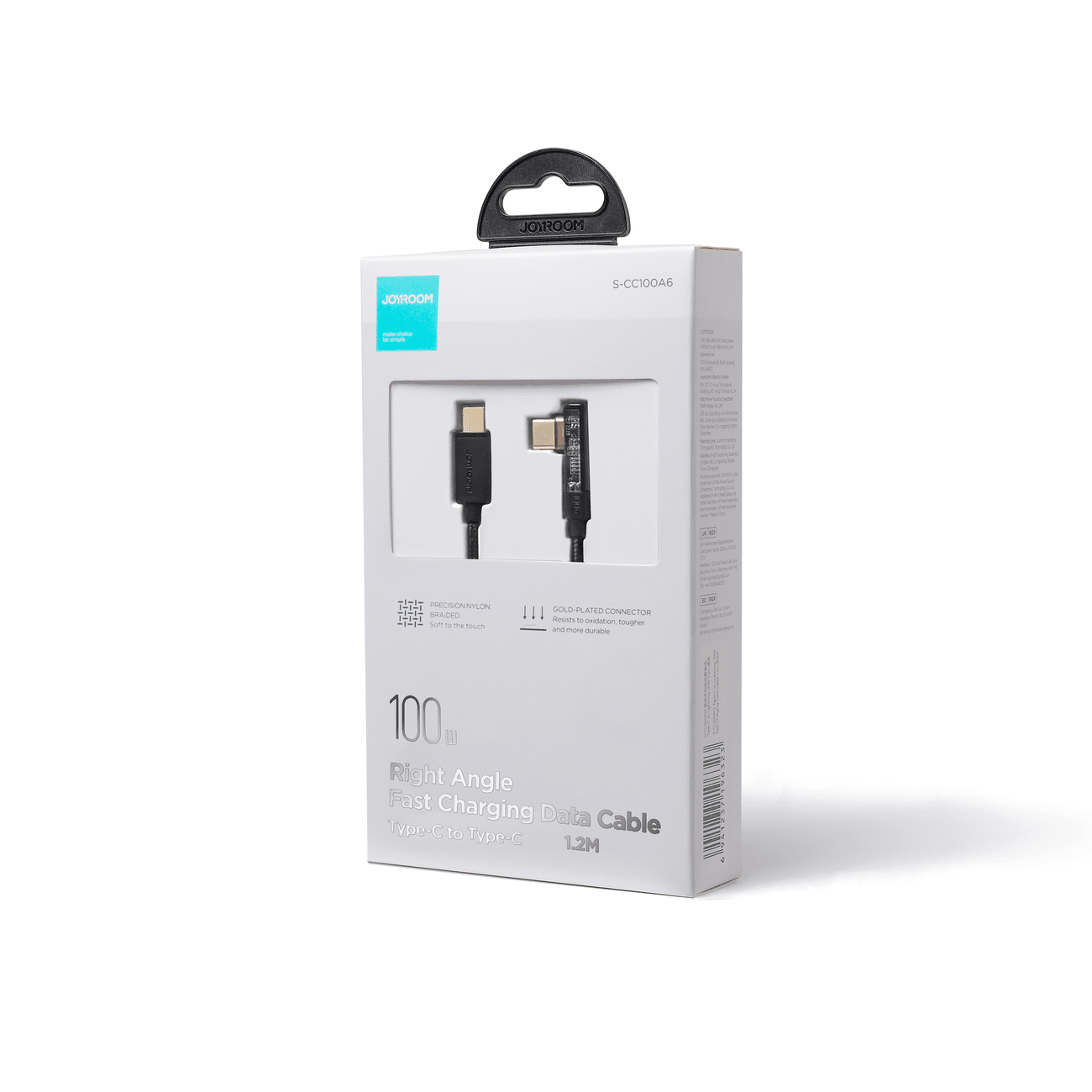 Joyroom USB C cable angled - USB C for fast charging and data transfer 100W 1.2 m Μαύρο (S-CC100A6) - Image 5