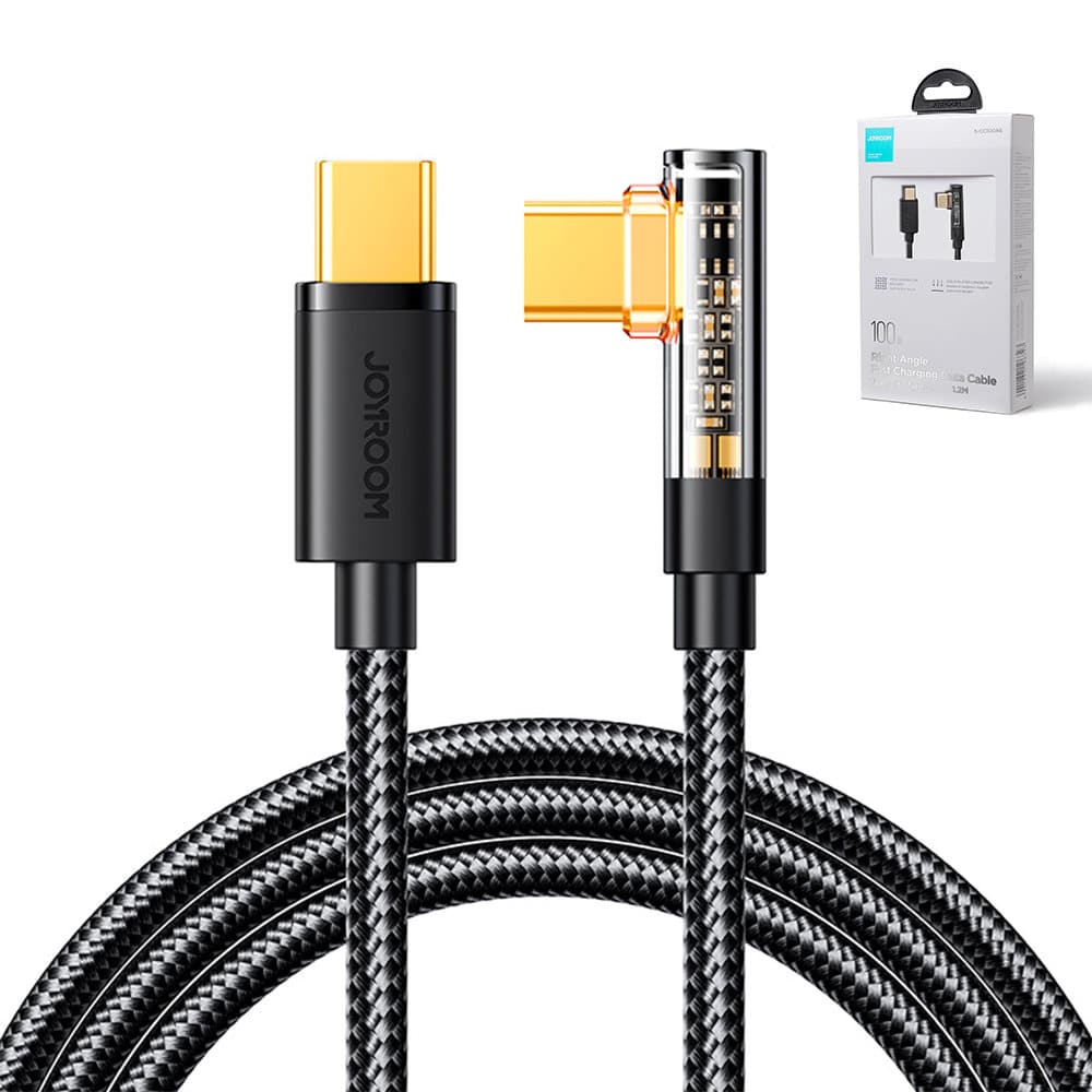 Joyroom USB C cable angled - USB C for fast charging and data transfer 100W 1.2 m Μαύρο (S-CC100A6) - Image 3