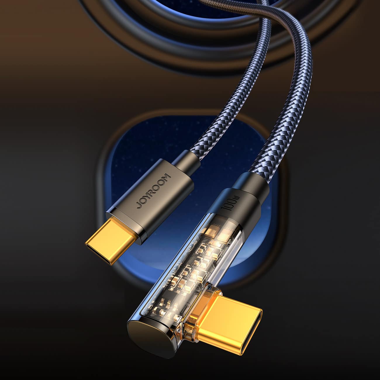 Joyroom USB C cable angled - USB C for fast charging and data transfer 100W 1.2 m Μαύρο (S-CC100A6) - Image 7