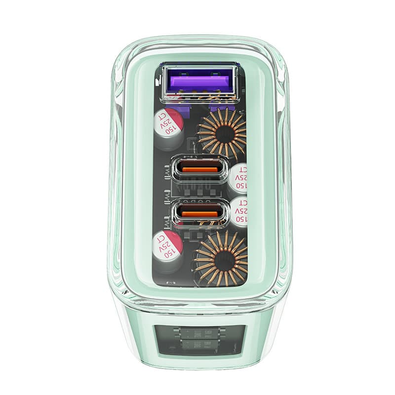 Acefast charger GaN 65W 3 ports (1xUSB, 2xUSB C) Ροζ (A45) - Image 8