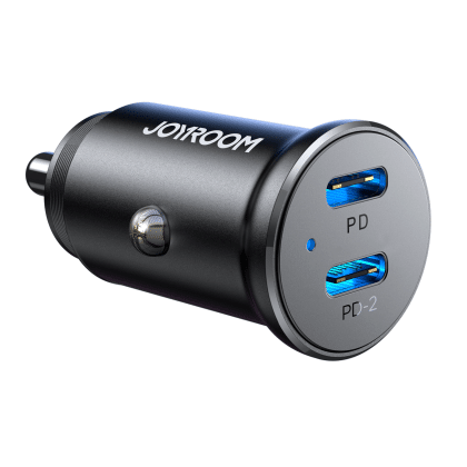 Joyroom JR-CCN06 30W 2x USB-C mini car charger (Μεταλλικό - Μαύρο)
