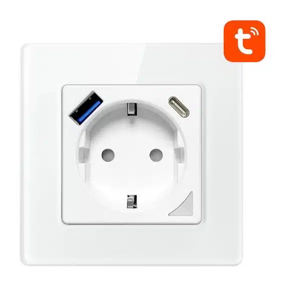 Smart WiFi Wall Socket Avatto N-WOT10-USB-W TUYA USB USB-C (Λευκό)