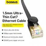 Baseus fast RJ45 network cable cat.7 10Gbps 2m flat (Μαύρο) - Image 11