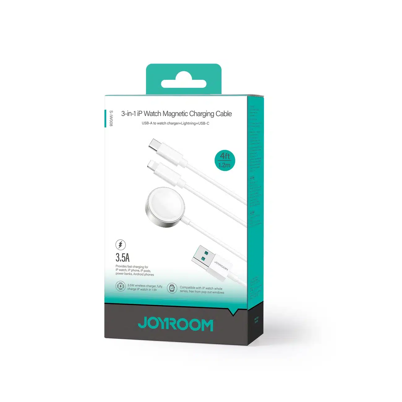 Joyroom 3-in-1 cable magnetic charger USB-A - Lightning/USB-C 1.2m (Λευκό) (S-IW008) - Image 5