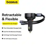 Baseus Enjoyment USB-A car charger with USB-C / Lightning 60W cable - Μαύρο - Image 9