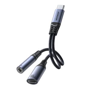 Type-C σε jack 3.5 mm – Joyroom SY-C02 2in1 DAC adapter USB-C to USB-C / 3.5 mm mini jack - Μαύρο