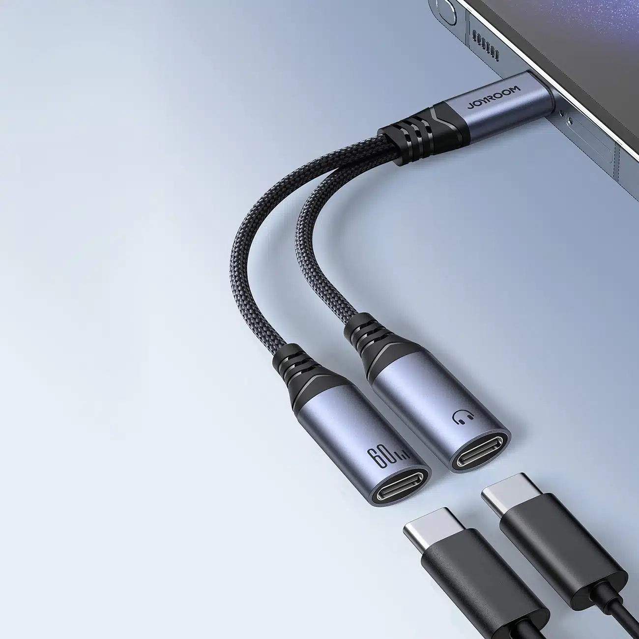 Joyroom SY-C03 USB-C to 2x USB-C 2in1 DAC adapter - Μαύρο - Image 2