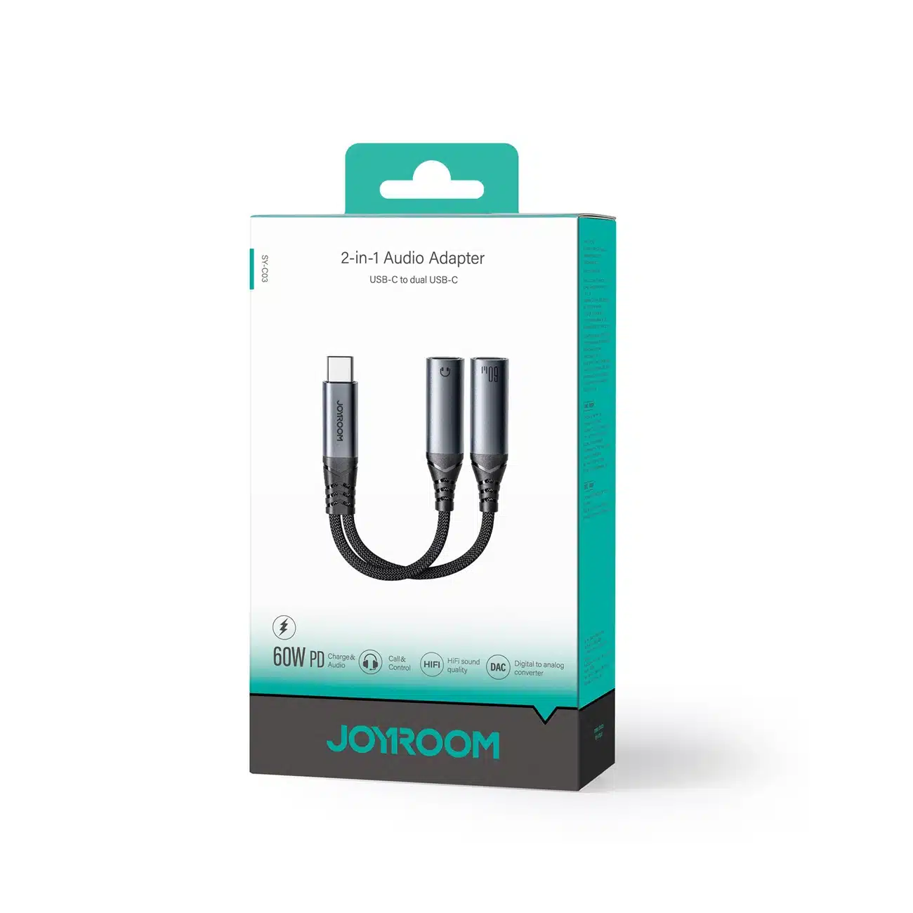 Joyroom SY-C03 USB-C to 2x USB-C 2in1 DAC adapter - Μαύρο - Image 5
