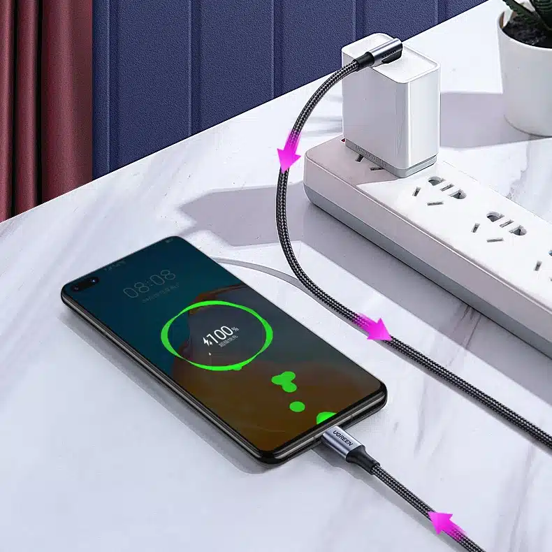 Ugreen γωνιακό καλώδιο USB-C 2.0/USB-C 2.0 100W PD 1m (Μαύρο) (US334) - Image 3