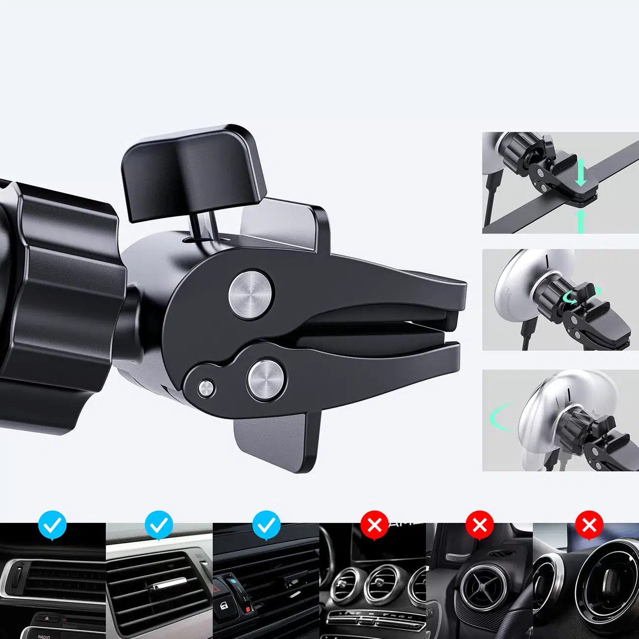 Acefast Qi Wireless Car Charger with MagSafe 15W Magnetic Phone Holder on the Ventilation Grille (Μαύρο) (D3) - Image 9