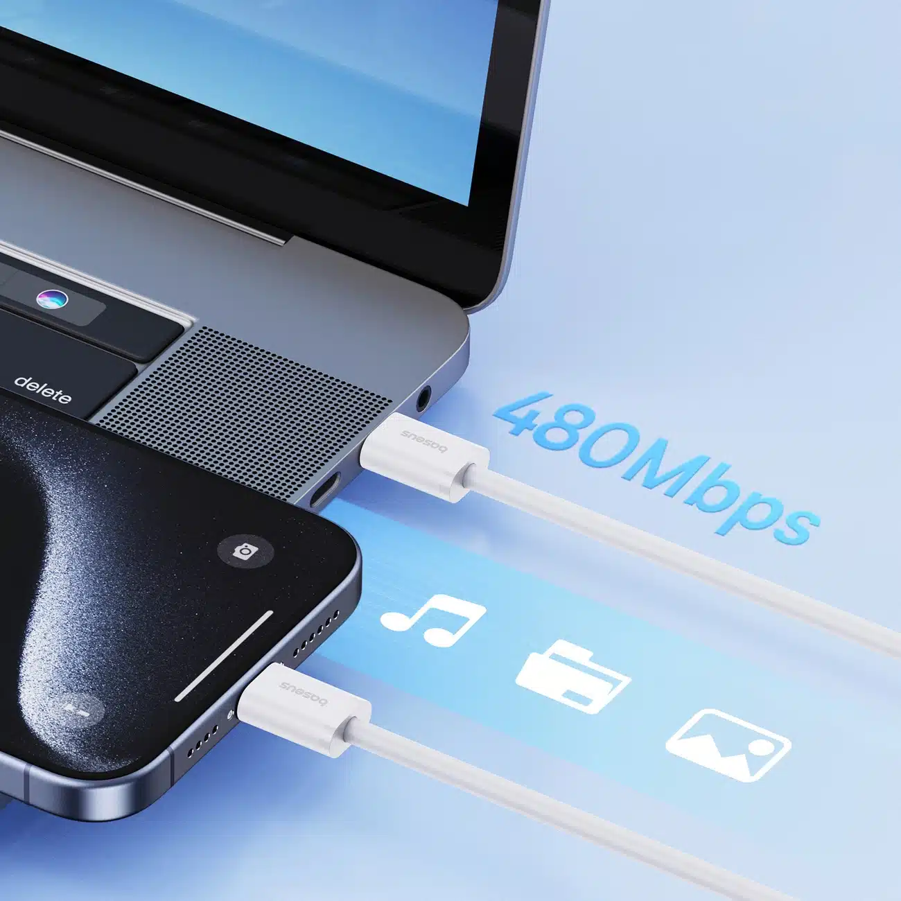 Baseus Superior Series ll USB-C - USB-C 30W 480Mb/s cable 1m - Λευκό - Image 10