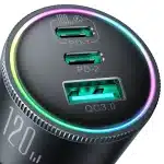 Joyroom JR-CCN07 car charger 120W 2xUSB-C USB-A + USB-C cable 100W - dark Γκρί - Image 4