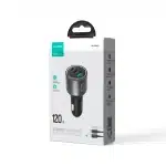 Joyroom JR-CCN07 car charger 120W 2xUSB-C USB-A + USB-C cable 100W - dark Γκρί - Image 5