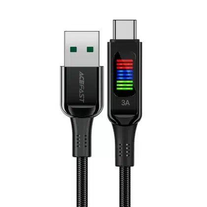 Acefast C7-04 USB-A USB-C 60W 1.2m cable with display - Μαύρο