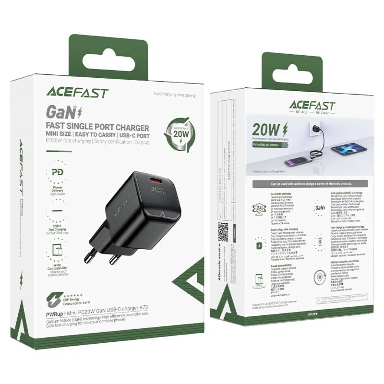 Acefast A73 Mini PD 20W GaN USB-C wall charger - Μαύρο - Image 6