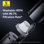 Baseus A0 Pro 4000Pa HEPA Ασύρματο car Ηλεκτρική σκούπα - Μαύρο - Image 14