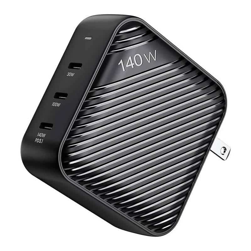 Wall charger INVZI GanHub 3x USB-C, 140W, EU/UK/AU/US (Μαύρο) - Image 2