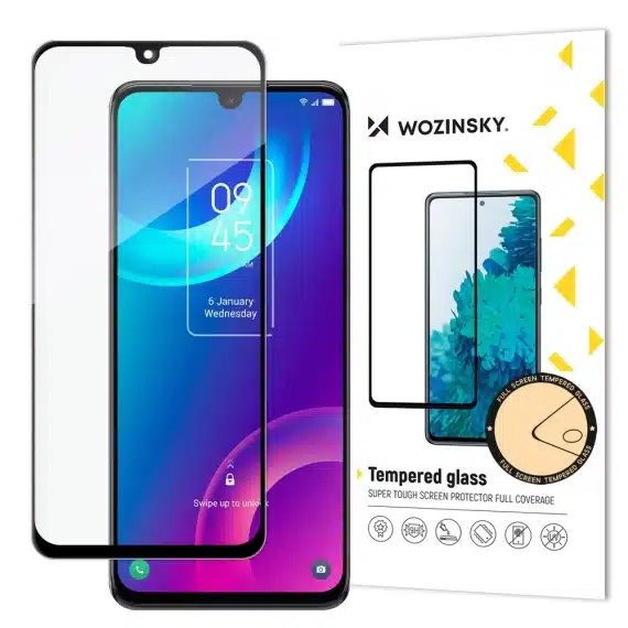 Wozinsky Super Durable Full Glue Tempered Glass Full Screen With Frame Case Friendly TCL 30 5G Μαύρο