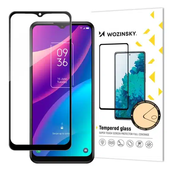 Wozinsky super durable Full Glue tempered glass full screen with frame Case Friendly TCL 30 SE Μαύρο