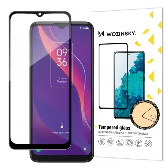 Wozinsky super tough Full Glue tempered glass full screen with frame Case Friendly TCL 306 Μαύρο