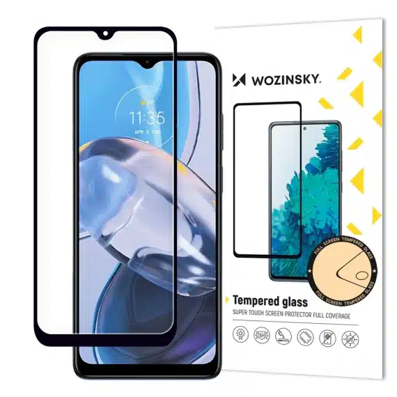 Wozinsky Full Glue tempered glass Motorola Moto E22i / E22 full screen with frame Μαύρο (case friendly)