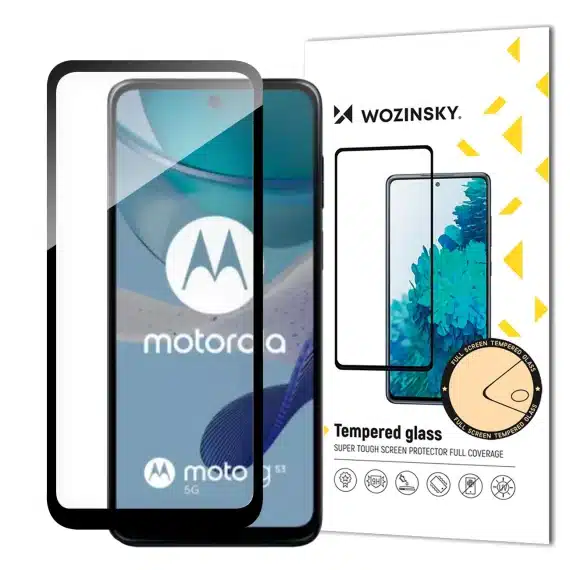 Durable Wozinsky Full Glue Tempered Glass for Motorola G53 Full Screen with Frame - Μαύρο