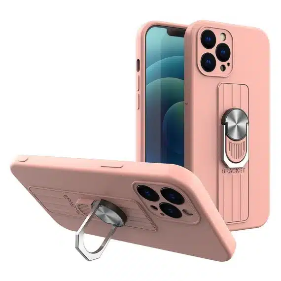 Ring Case Θήκη Σιλικόνης με Λαβή Δακτύλου και Βάση για Xiaomi Poco M4 Pro 5G Ροζ