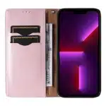 Magnet Strap Case iPhone 14 Case Flip Wallet Mini Lanyard Stand Ροζ - Image 13