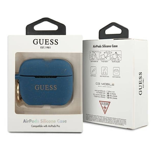 Guess GUACAPSILGLBL AirPods Pro cover Μπλε/blue Silicone Glitter - Image 3