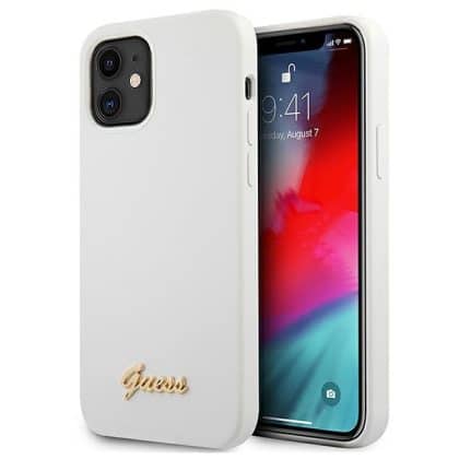 Guess Metal Logo Script - θήκη για Apple iPhone 12 mini - Λευκό