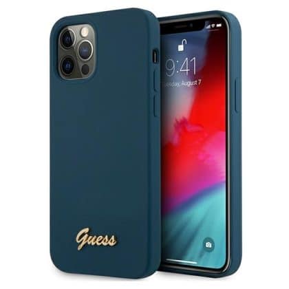 Guess Metal Logo Script - θήκη για Apple iPhone 12 Pro Max - Μπλε