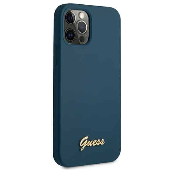 Guess Metal Logo Script - θήκη για Apple iPhone 12 Pro Max - Μπλε - Image 4