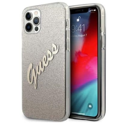 Guess Glitter Gradient Script - θήκη για Apple iPhone 12 Pro Max - Χρυσό