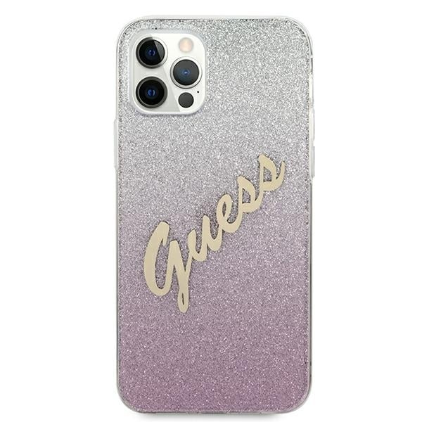 Guess Glitter Gradient Script - θήκη για Apple iPhone 12/12 Pro 6,1 - Ροζ - Image 3