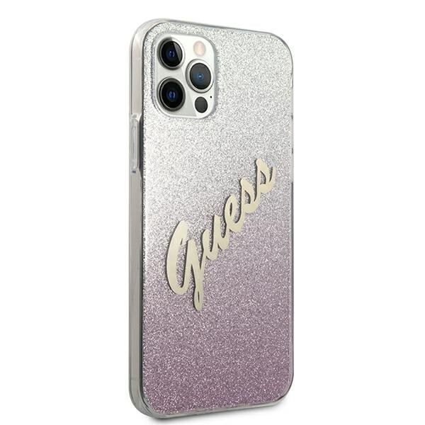 Guess Glitter Gradient Script - θήκη για Apple iPhone 12/12 Pro 6,1 - Ροζ - Image 4