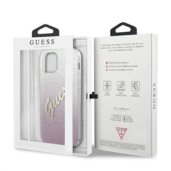 Guess Glitter Gradient Script - θήκη για Apple iPhone 12/12 Pro 6,1 - Ροζ - Image 8