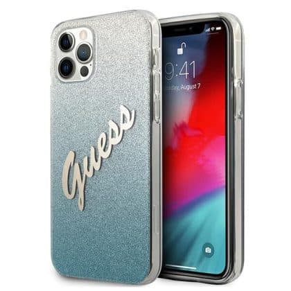 Guess Glitter Gradient Script - θήκη για Apple iPhone 12 Pro Max - Μπλε