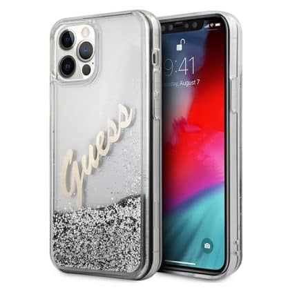 Guess Glitter Vintage Script - θήκη για Apple iPhone 12 Pro Max - Διάφανο