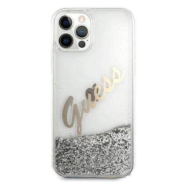 Guess Glitter Vintage Script - θήκη για Apple iPhone 12 Pro Max - Διάφανο - Image 3