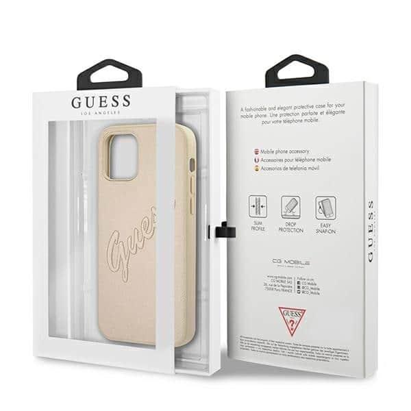 Guess Saffiano Vintage - θήκη για Apple iPhone 12 / Pro - Χρυσό - Image 8