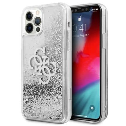 Guess 4G Big Liquid Glitter - θήκη για Apple iPhone 12 Pro Max - Ασημί
