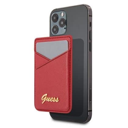 Guess Wallet Card Slot GUWMSSASLRE MagSafe Saffiano κόκκινο/red