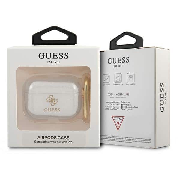 Guess GUAPUCG4GT AirPods Pro cover Transparent Glitter Collection - Image 3