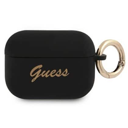 Guess GUAPSSSK AirPods Pro cover  μαύρο/black Silicone Vintage Script