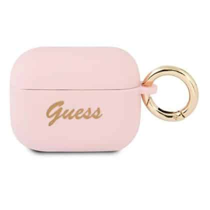 Guess GUAPSSSI AirPods Pro cover  ροζ/pink Silicone Vintage Script