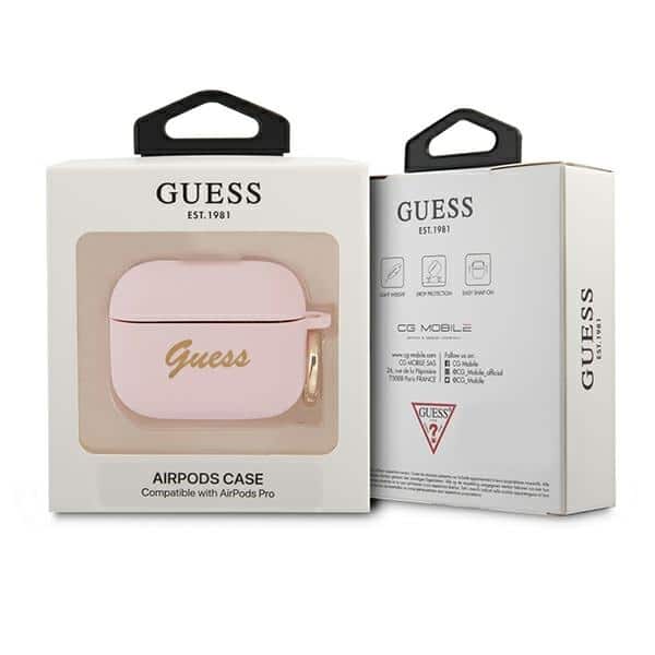Guess GUAPSSSI AirPods Pro cover ροζ/pink Silicone Vintage Script - Image 3